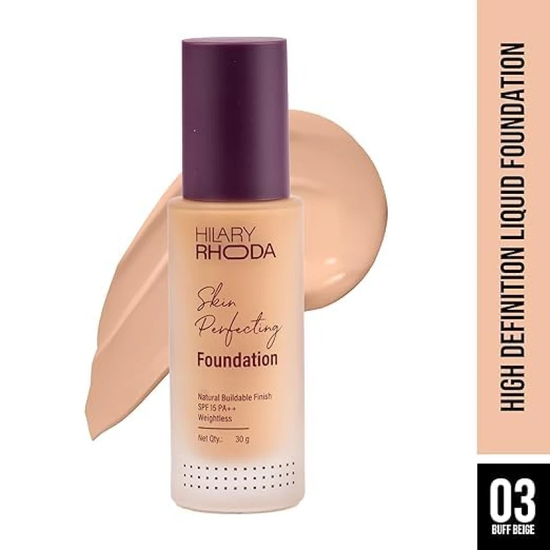 PREMIUM Skin Perfecting Foundation | With SPF 15 | Super Matte Finish | Full Coverage | Oil-Control & Paraben-Free | 6 Shades | Conceals Fine Lines & Blemishes | 30g (Buff Beige| Shade 03) SH-7711 - Thumbnail 2